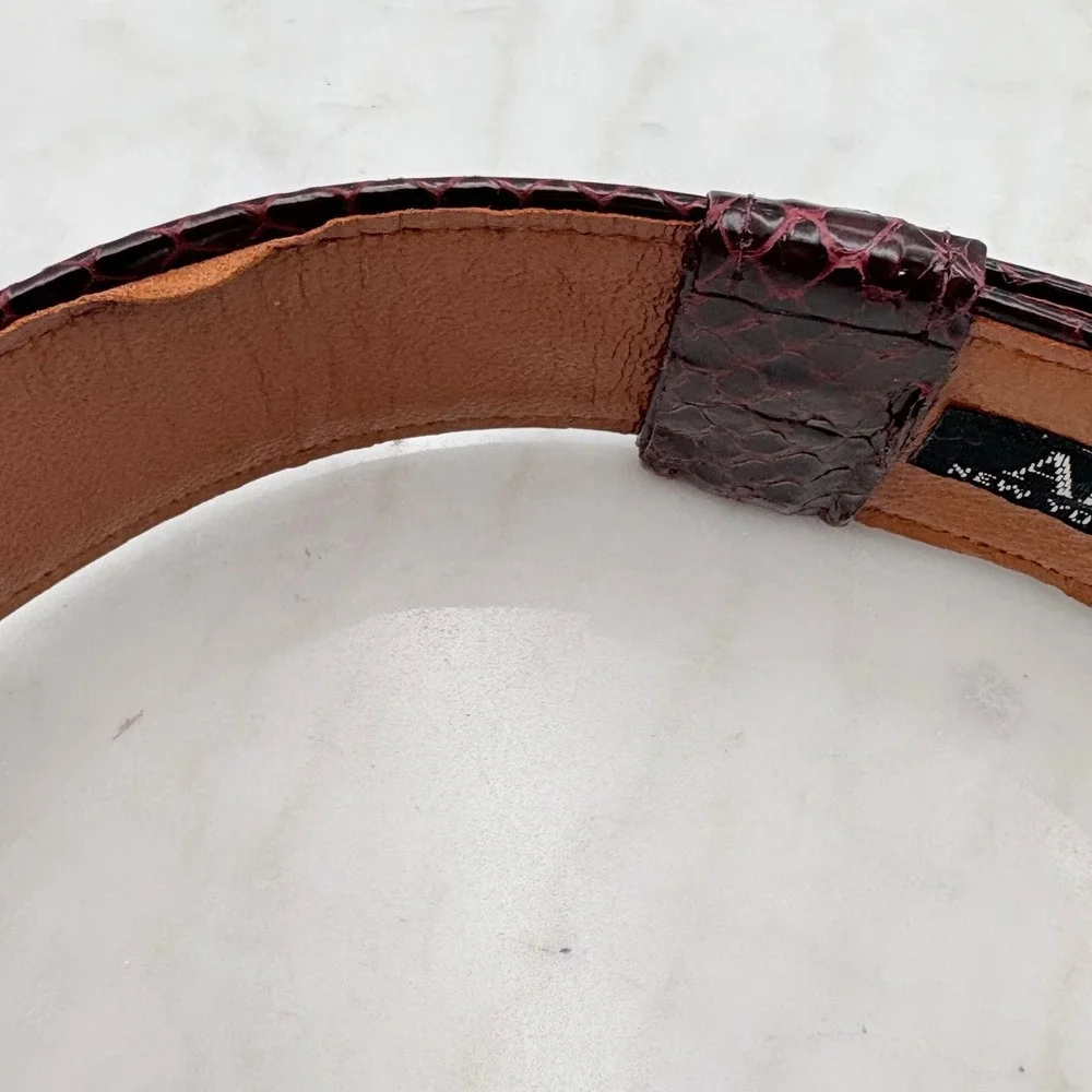 Alexis Kirk Reptile Belt Womens M Burgundy Snakeskin Vintage Waist Cinch 80s 90s